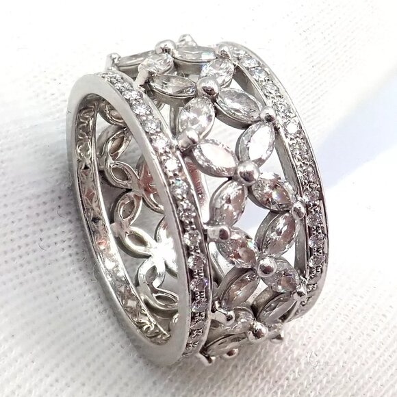 Authentic! Tiffany & Co Platinum 2.34ctw Diamond Victoria Wide Band Ring sz 5.5 - Picture 8 of 12